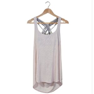 lululemon athletica Striped Light Pink & White Crisscross Tank Top